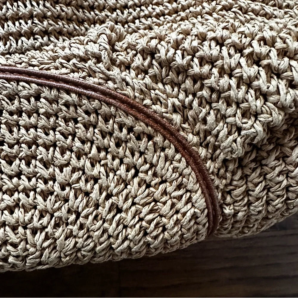 Brighton woven raffia straw and leather shoulder bag boho hobo